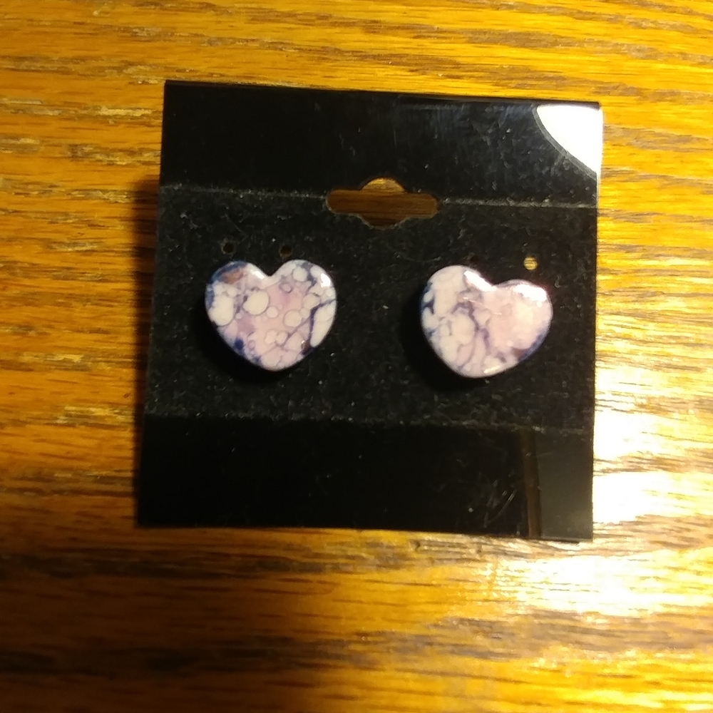 Ceramic Metallic Heart Earrings